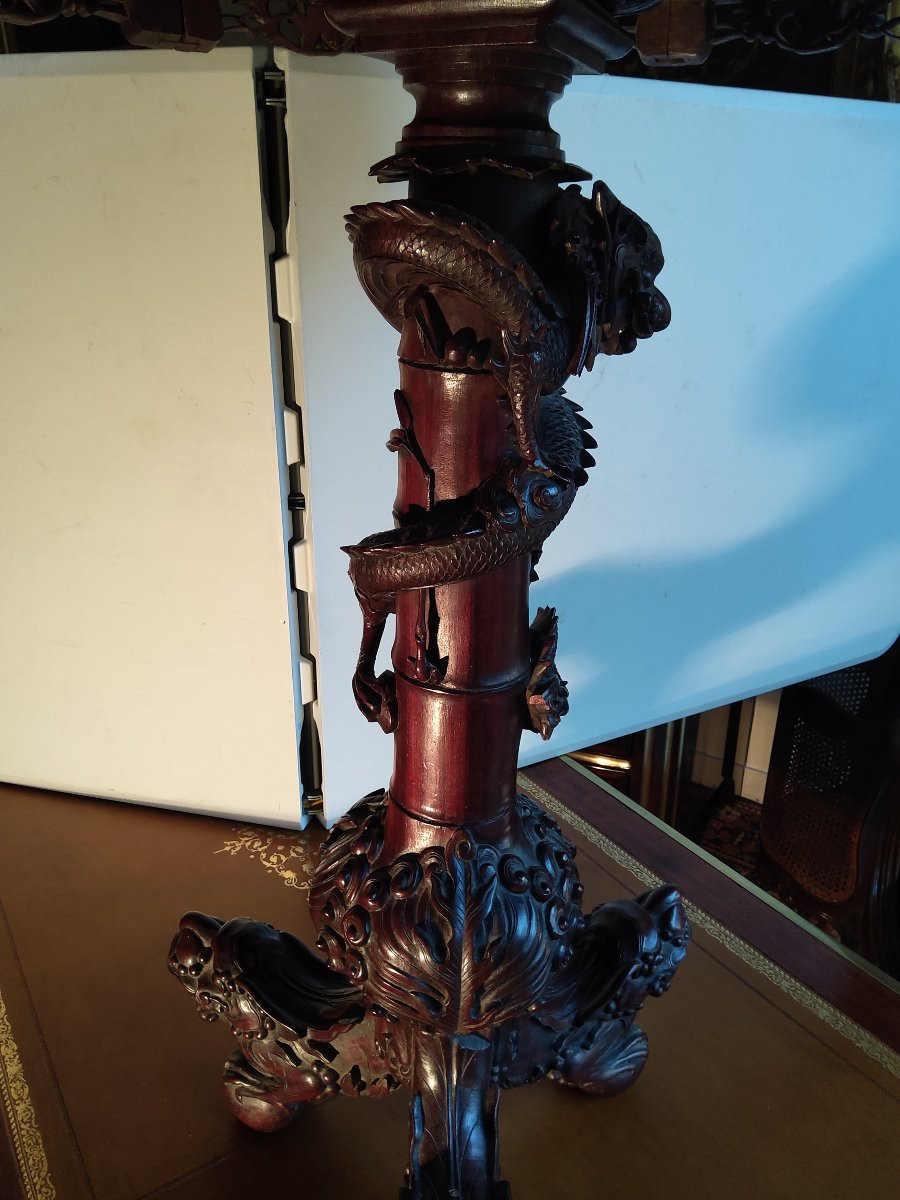 19th Century Vietnam Or China Pedestal Table In Sandalwood-photo-6